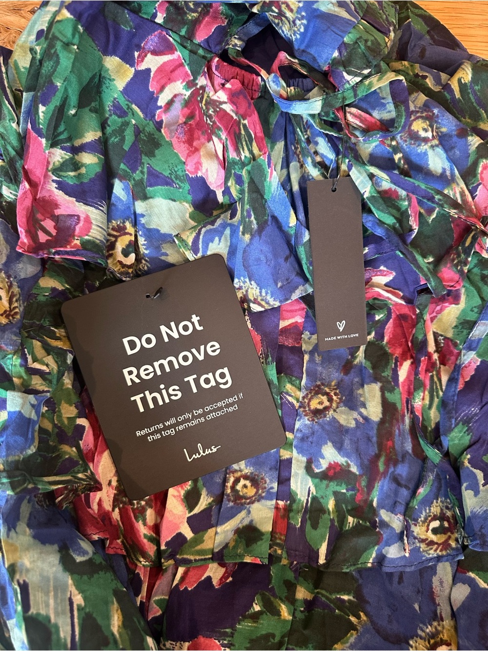 Lulu's Strapless Floral Tiered Midi Dress in Blue, Green & Pink - Picture 5 of 8